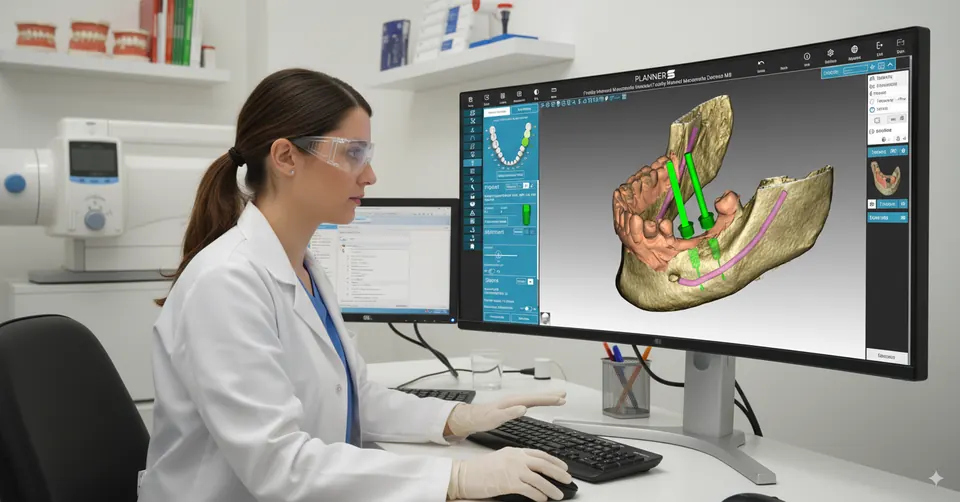Equipo de Studio3D planificando un caso de implantes